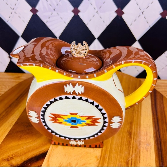Teapot Southwestern Ceramic Native American Geometric Design - Picture 4 of 8